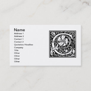 Brev C Medieval Monogram Art nouveau Visitkort