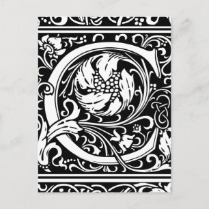 Brev C Medieval Monogram Art nouveau Vykort