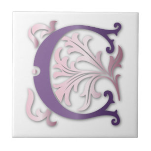 Brev C Monogram Fleur de lis Kakelplatta