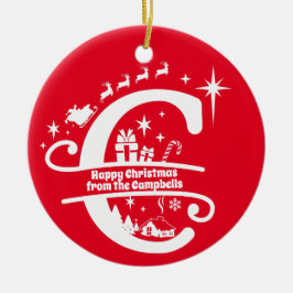 Brev C Monogram första familjen Namn Hälsning Julgransprydnad Keramik