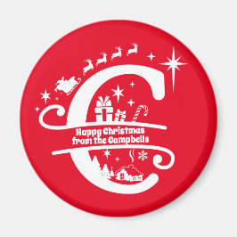 Brev C Monogram första familjen Namn Hälsning Magnet