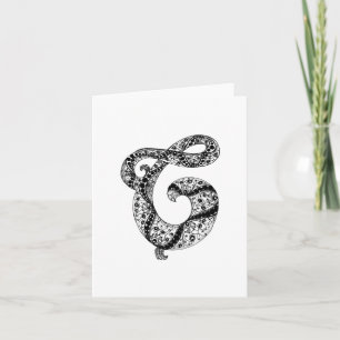 Brev C Monogram i svartvitt Anteckningskort