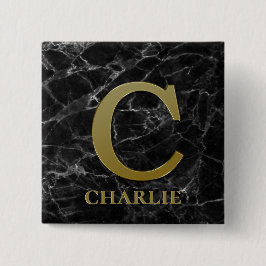 Brev C Monogram på Svart Marble-knapp Knapp