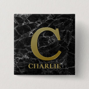 Brev C Monogram på Svart markör Knapp