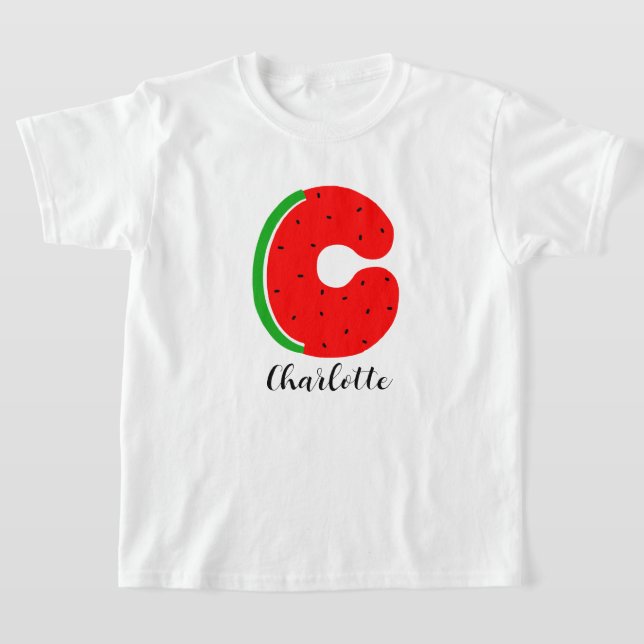 Brev C Namn T-shirt, eget namn Watermelon T Shirt (Laydown)