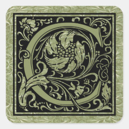 Brev C:s första Brev-monogram Fyrkantigt Klistermärke