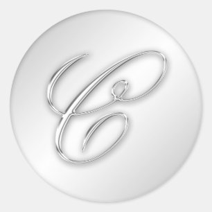 Brev C-skript, inledande faux silver monogramförmå Runt Klistermärke