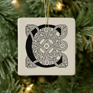 Brev C Vintage Celtic Knot Monogram Julgransprydnad Keramik