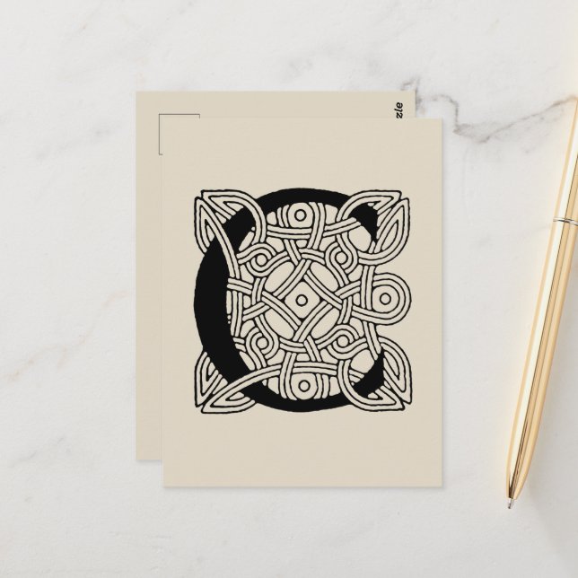 Brev C Vintage Celtic Knot Monogram Vykort (Fram/Back In Situ)