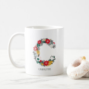BREV C Whimsique Blommigt Brev Monogram I Mugg