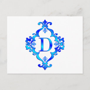 Brev D Blue Vykort