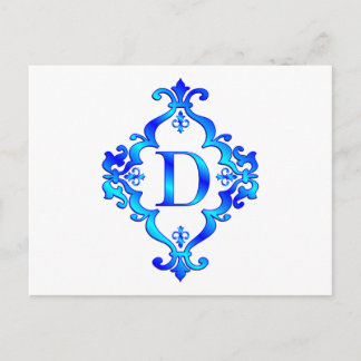 Brev D Blue Vykort