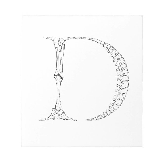 Brev D Bone Initial Anteckningsblock (Framsida)
