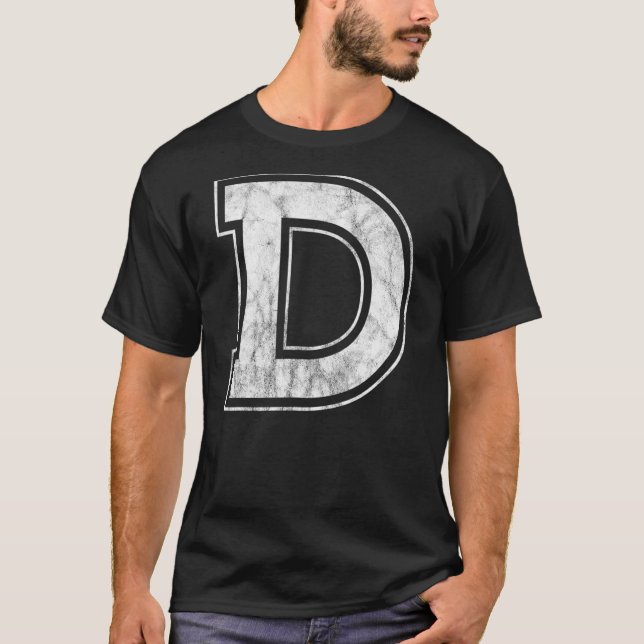 Brev D Capital Alphabet Monogram Initial T Shirt (Framsida)