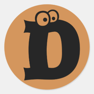 Brev D Eyebollar Alphabet av Janz Peru Guld Runt Klistermärke
