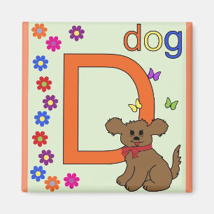 "Brev D" för Hund Barns magnet