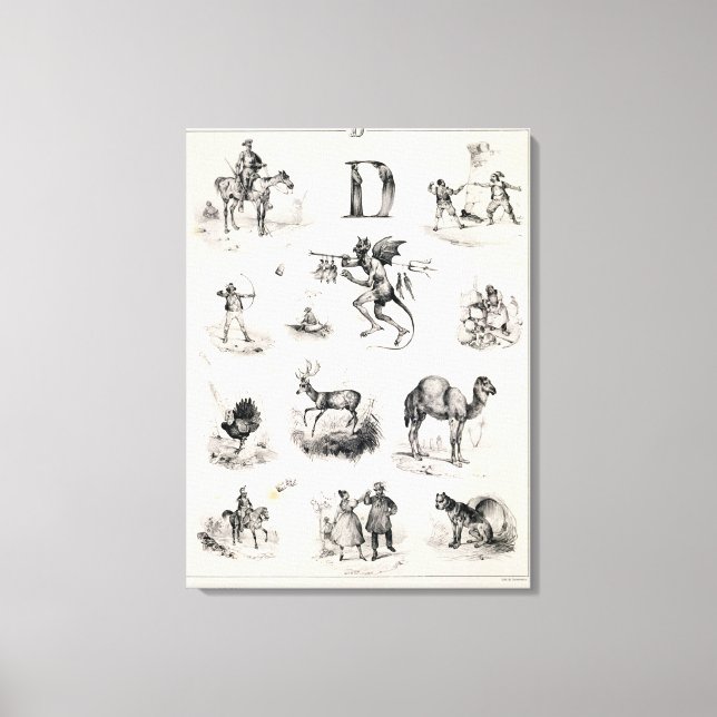 Brev D från en alfabetföre, 1832 Canvastryck (Framsida)