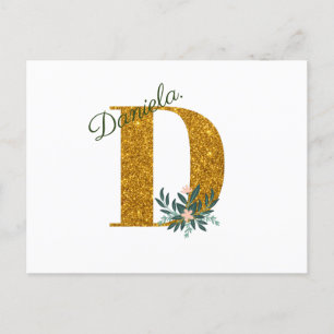 Brev D Golden monogram Vykort
