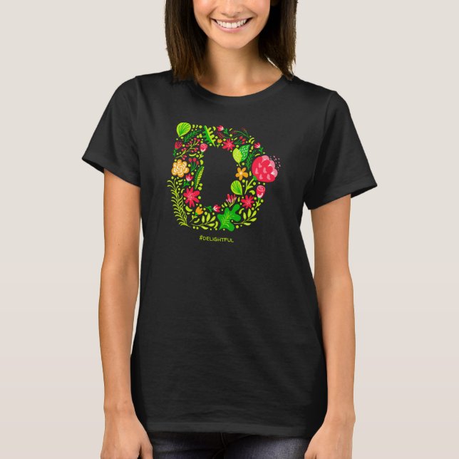 Brev D i Flowers T-Shirt (Framsida)