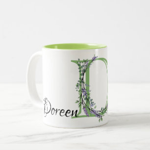 Brev D Lavender Eucalyptus monogrammad Två-Tonad Mugg