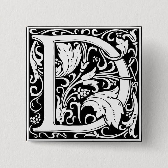 Brev D medeltida monogram Art Nouveau Knapp (Framsida)