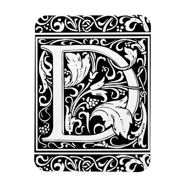Brev D medeltida monogram Art Nouveau Magnet (Vertikal)