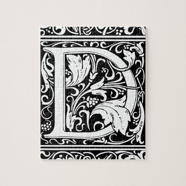 Brev D medeltida monogram Art Nouveau Pussel (Vertikal)