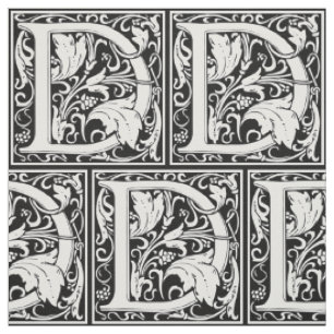Brev D medeltida monogram Art Nouveau Tyg