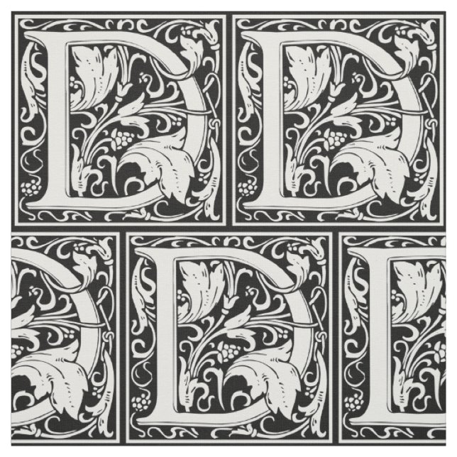 Brev D medeltida monogram Art Nouveau Tyg (Provkarta)