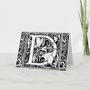 Brev D Medieval Monogram Art nouveau Anteckningskort
