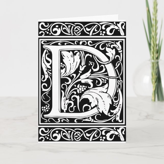 Brev D Medieval Monogram Art nouveau Anteckningskort (Framsida)