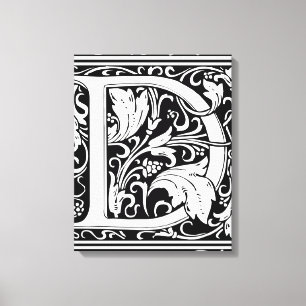 Brev D Medieval Monogram Art nouveau Canvastryck