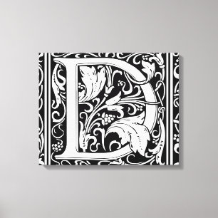 Brev D Medieval Monogram Art nouveau Canvastryck
