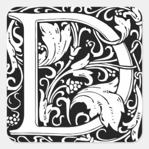 Brev D Medieval Monogram Art nouveau Fyrkantigt Klistermärke