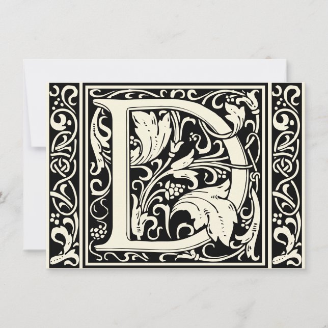 Brev D Medieval Monogram Art nouveau Inbjudningar (Framsida)