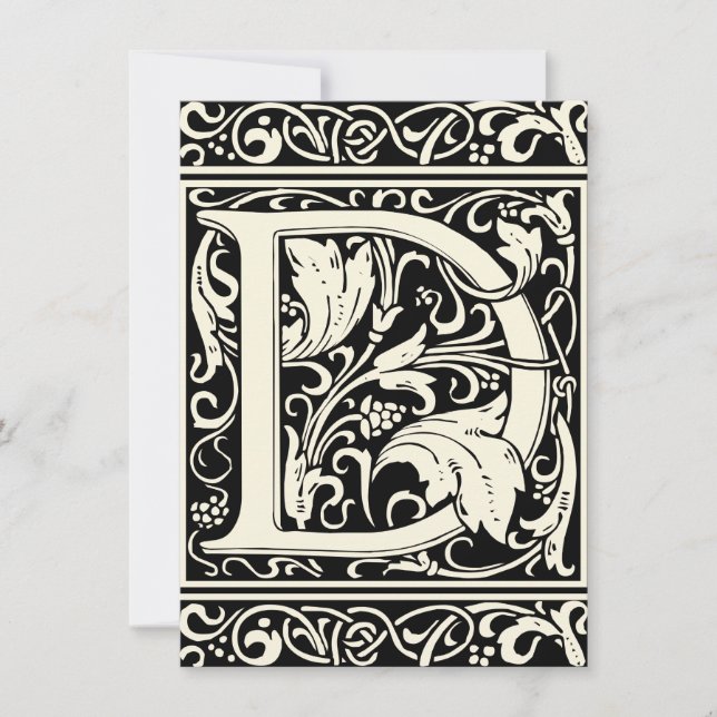 Brev D Medieval Monogram Art nouveau Inbjudningar (Framsida)