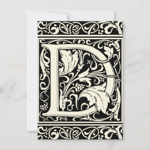 Brev D Medieval Monogram Art nouveau Inbjudningar