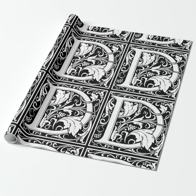 Brev D Medieval Monogram Art nouveau Presentpapper (Utrullad)