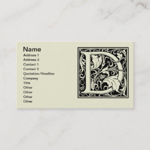 Brev D Medieval Monogram Art nouveau Visitkort
