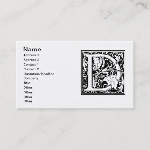 Brev D Medieval Monogram Art nouveau Visitkort