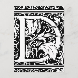 Brev D Medieval Monogram Art nouveau Vykort