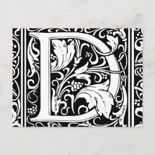 Brev D Medieval Monogram Art nouveau Vykort