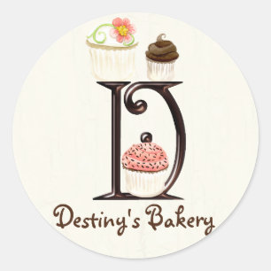 Brev D Monogram Cuptårta Logotyp Business Stickers Runt Klistermärke