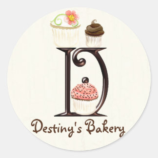 Brev D Monogram Cuptårta Logotyp Business Stickers Runt Klistermärke