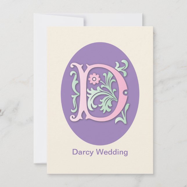 Brev D Monogram Fleur de lis Inbjudningar (Framsida)