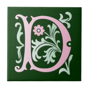 Brev D Monogram Fleur de lis Kakelplatta