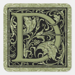 Brev D Monogram första Brev Fyrkantigt Klistermärke