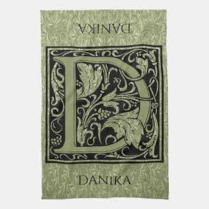 Brev D Monogram första Brev Kökshandduk