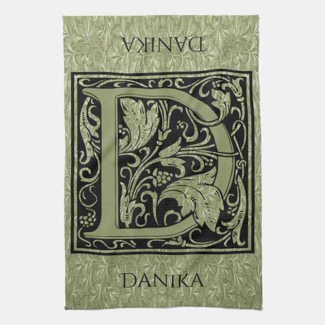 Brev D Monogram första Brev Kökshandduk (Vertikal)