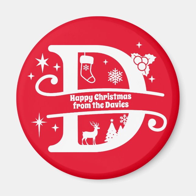 Brev D Monogram första familjen Namn Hälsning Magnet (Framsidan)